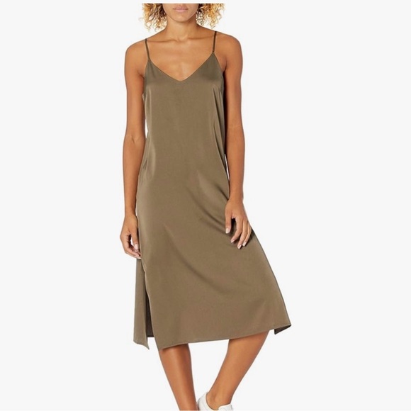 The Drop Dresses & Skirts - Chic Olive Midi Slip Dress